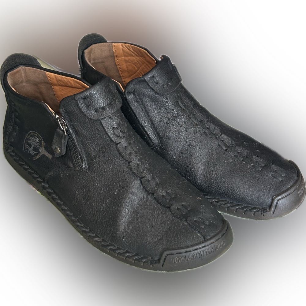 Men's Stitched Causal Moccasin, High Top Stitched Boots W/ Zipper Pre owned 45
